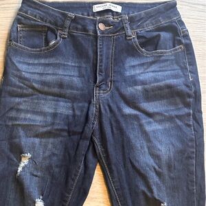 Encore Jeans Dark Distressed Skinny Jeans